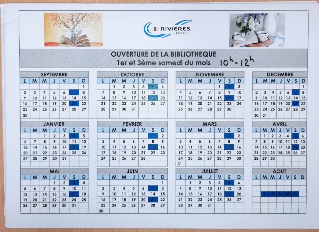 Nouveaux jours d’ouverture de la Bib  1er et 3ème samedi du mois de 10h à 12h